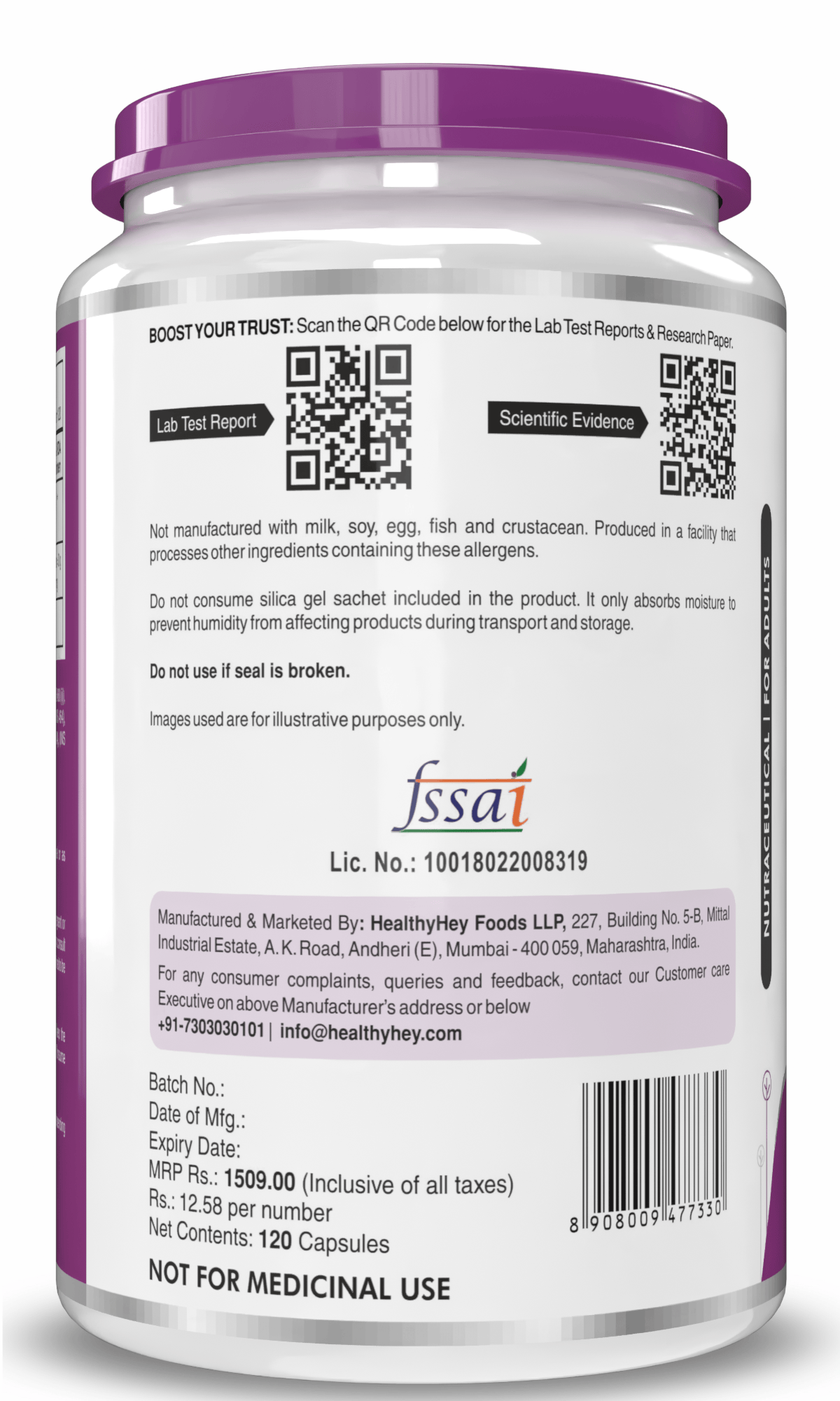 HealthyHey Nutrition Capsule Boswellia Serrata Extract, Support Joint Health -120 Veg Capsules