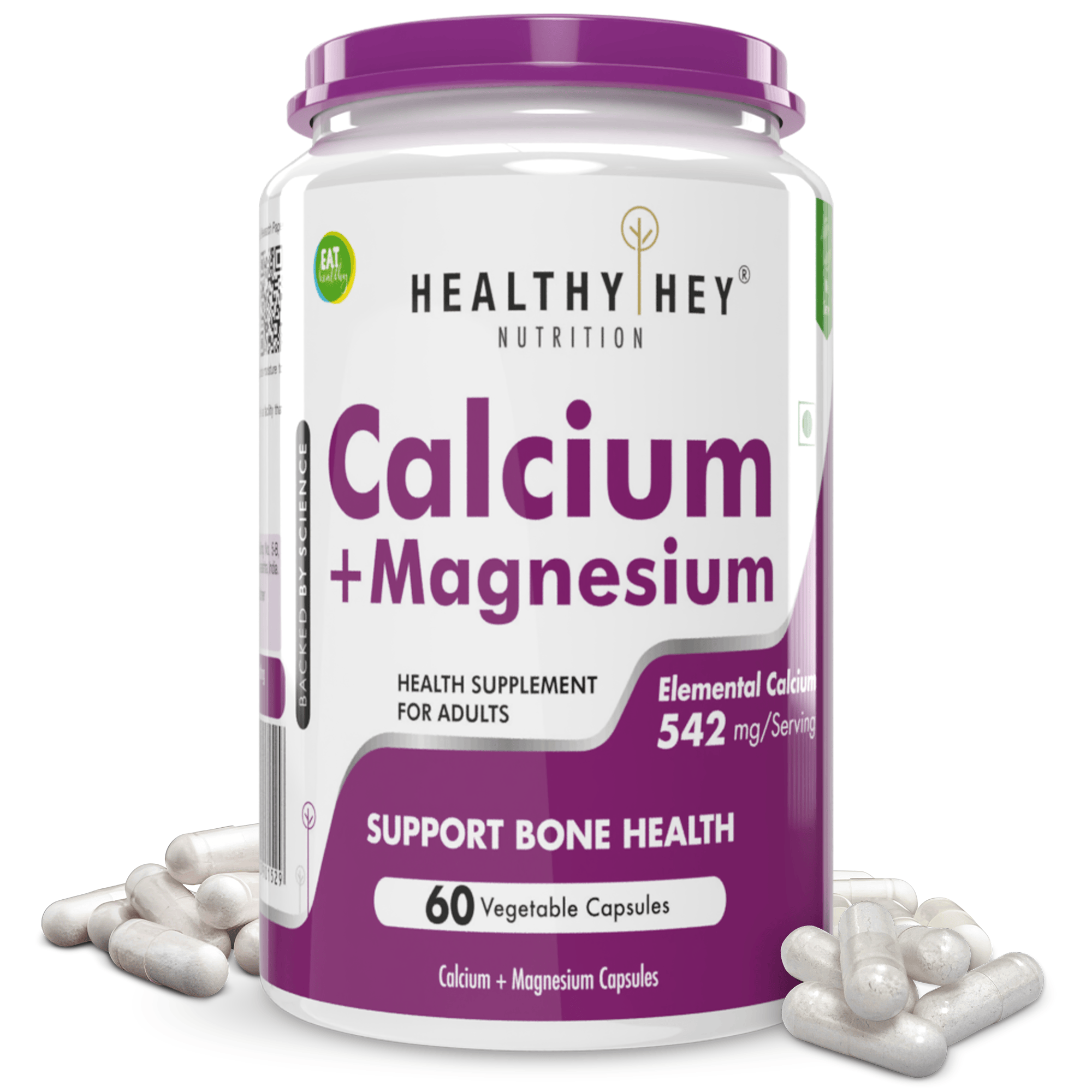 HealthyHey Nutrition Capsule Calcium with Magnesium, Support Bone Health 60 Veg Capsules