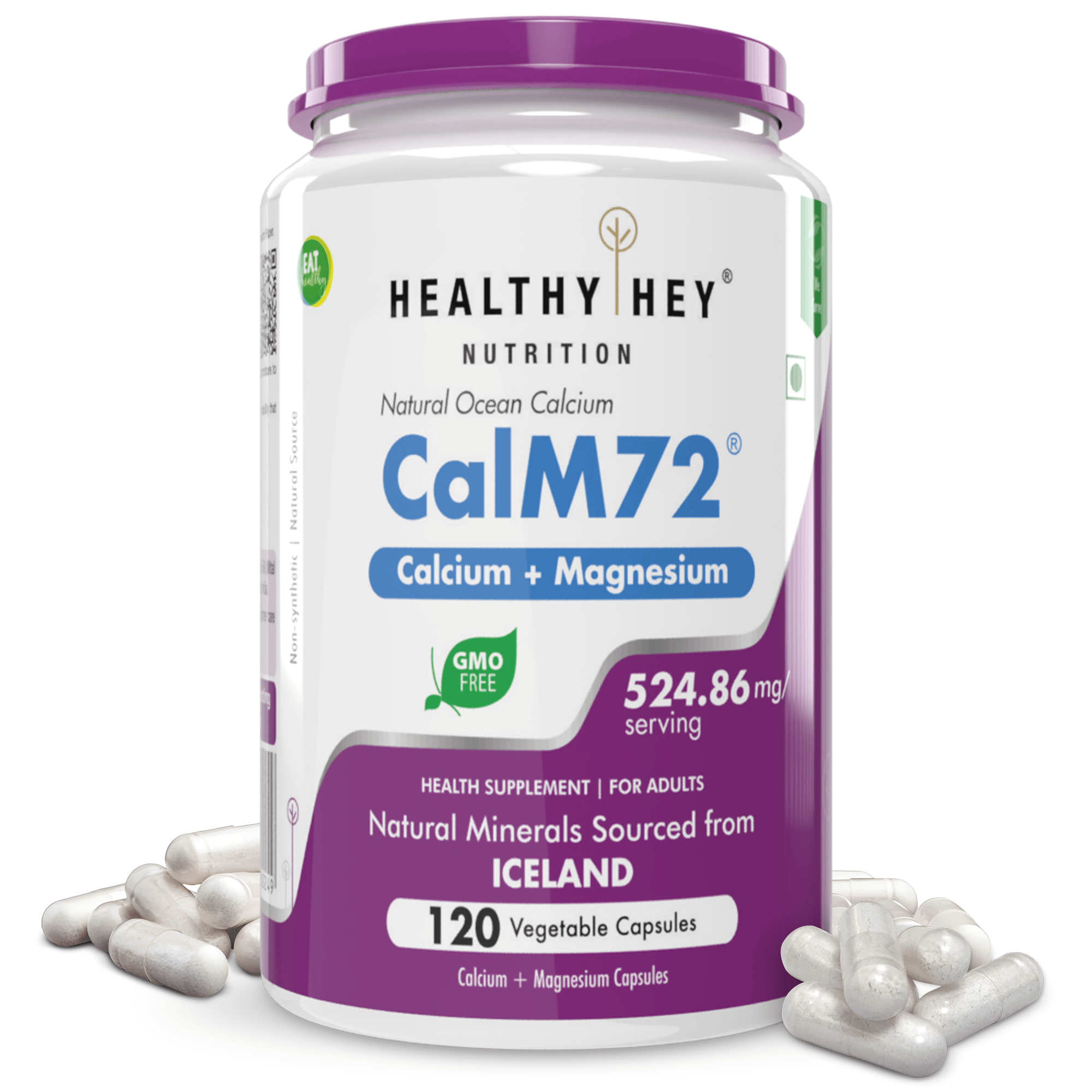 HealthyHey Nutrition Capsule CalM72 - Ocean Calcium & Magnesium with Natural Trace Minerals 120 Veg. Capsules