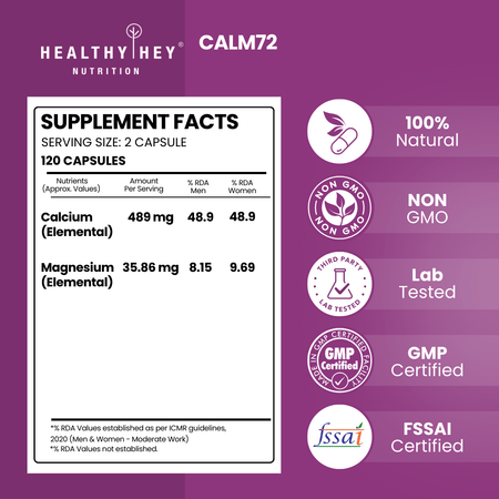 HealthyHey Nutrition Capsule CalM72 - Ocean Calcium & Magnesium with Natural Trace Minerals 120 Veg. Capsules