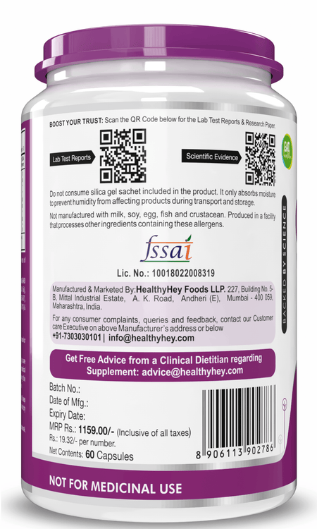 HealthyHey Nutrition Capsule Chlorella Vulgaris, Support Immune Health 1065 mg - 60 Veg Capsules