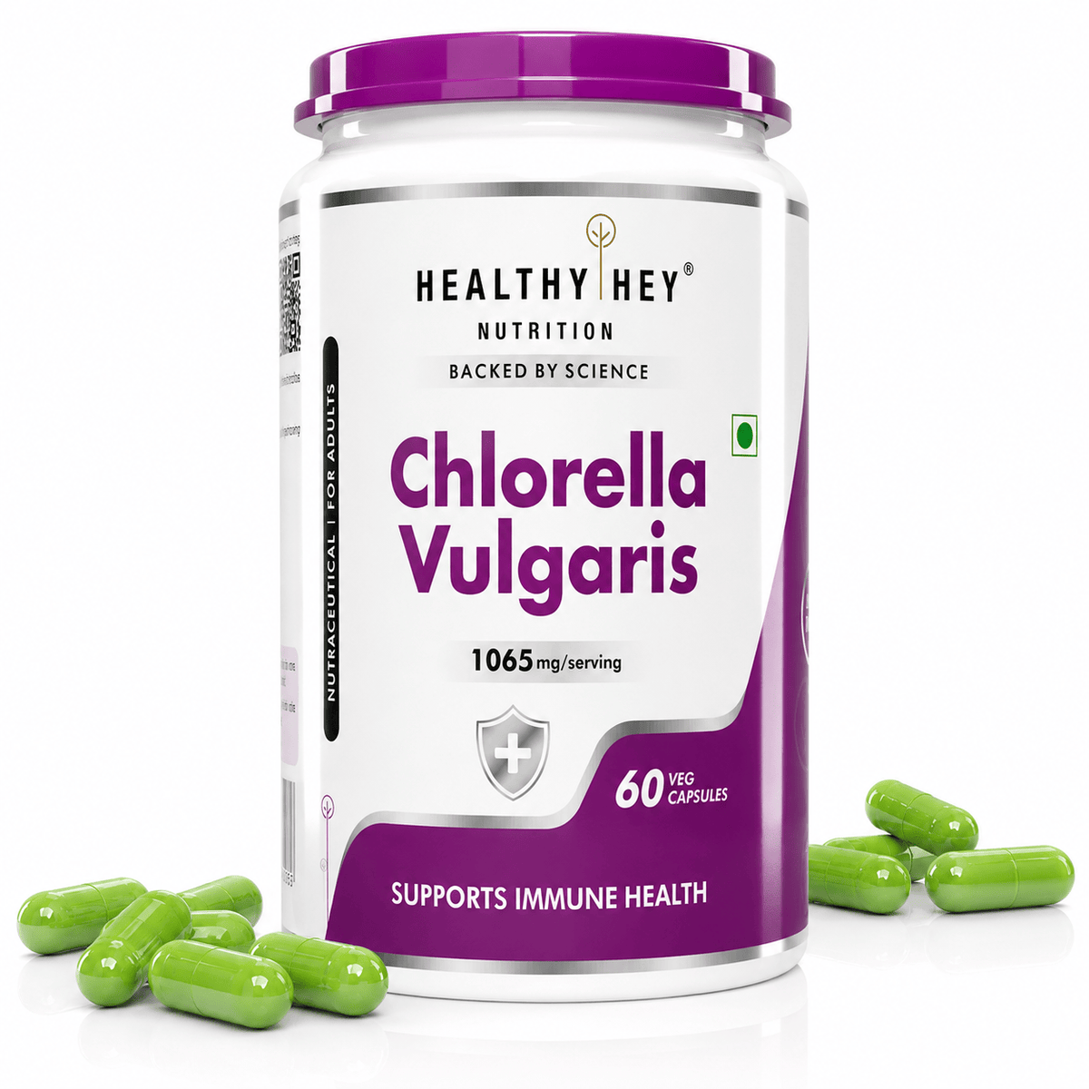 HealthyHey Nutrition Capsule Chlorella Vulgaris, Supports Immune Health 1065 mg - 60 Veg Capsules