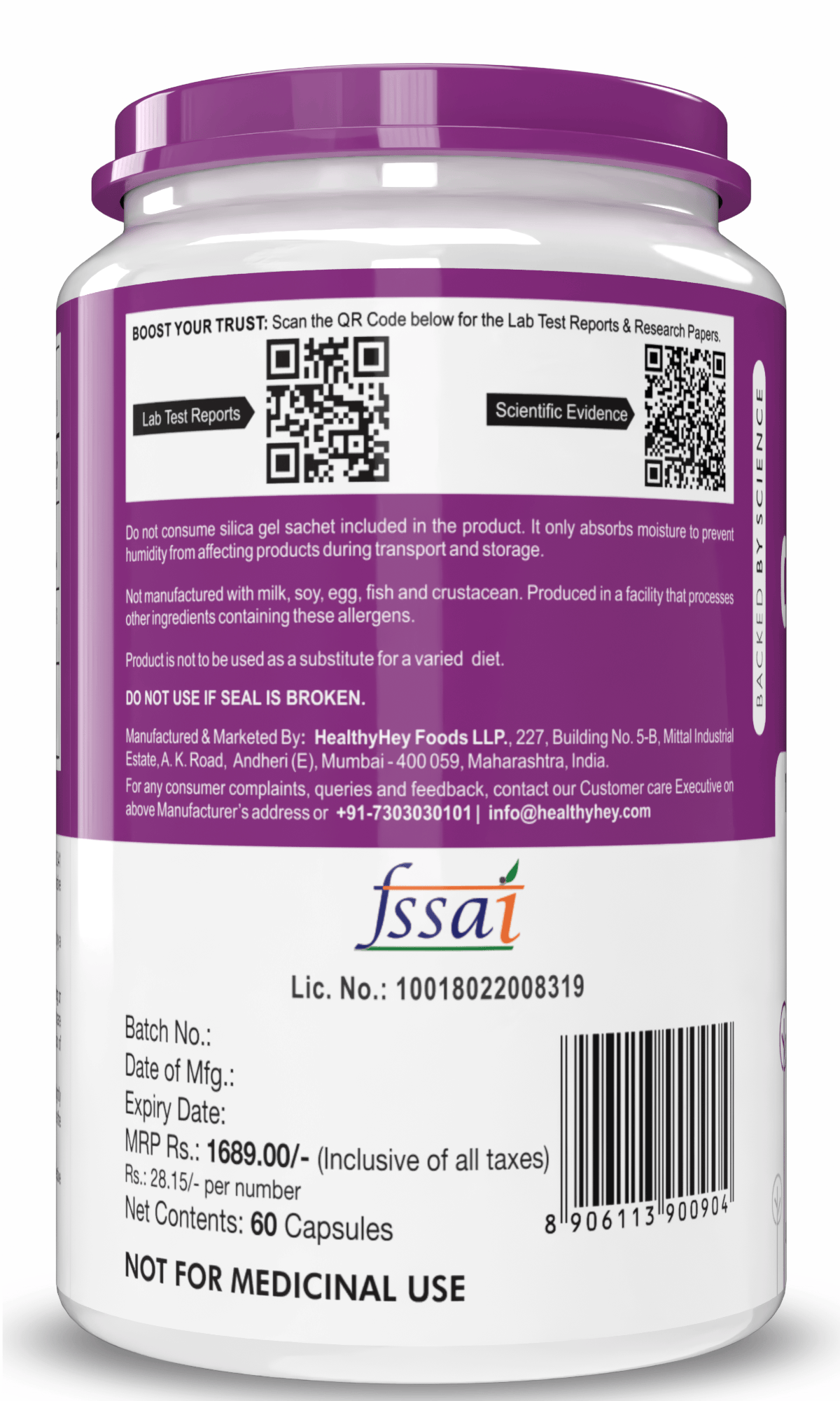 HealthyHey Nutrition Capsule Chondroitin Sulphate - Support for Joints & Connetive Tissues, 60 Capsules