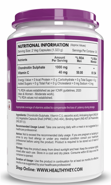 HealthyHey Nutrition Capsule Chondroitin Sulphate - Support for Joints & Connetive Tissues, 60 Capsules
