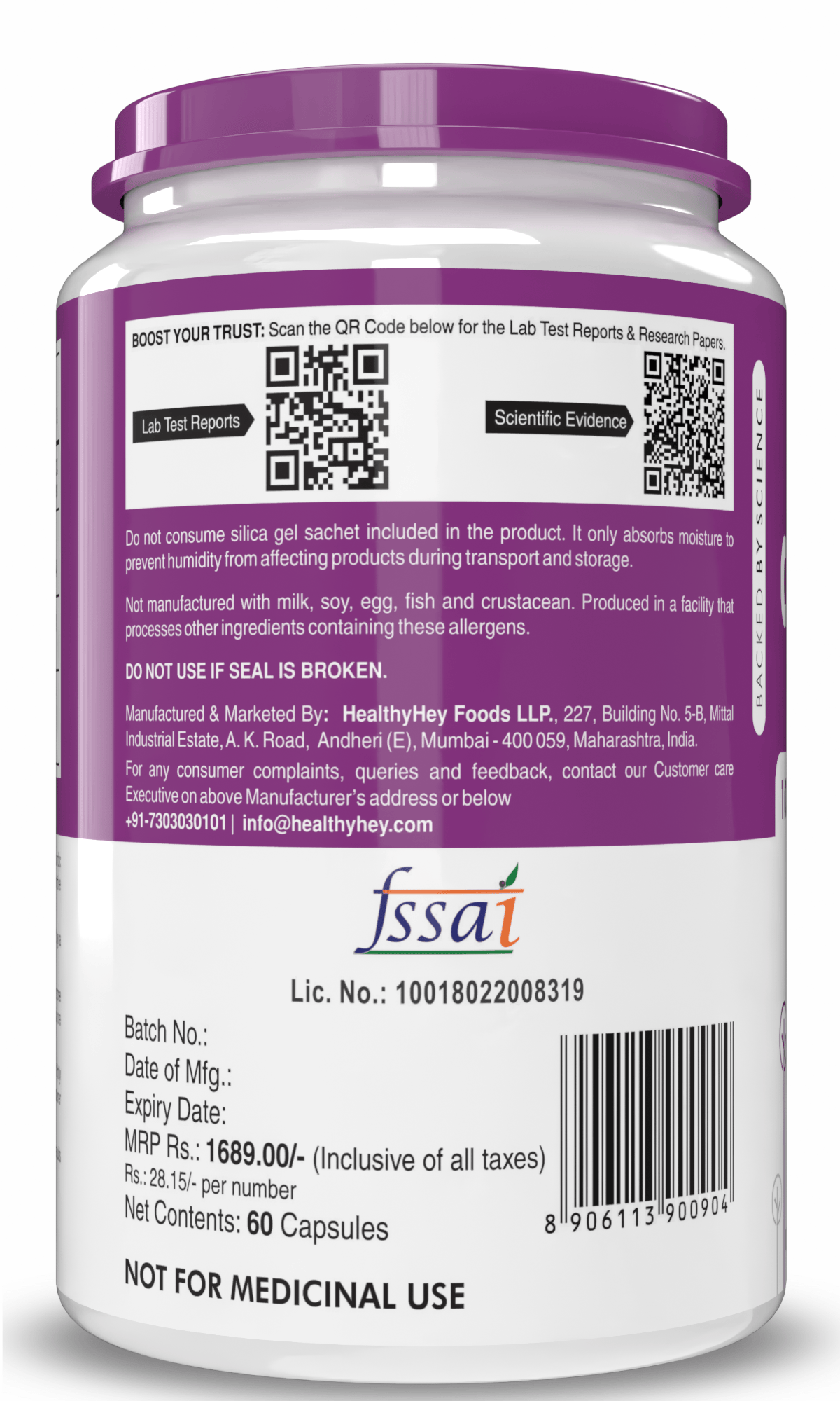 HealthyHey Nutrition Capsule Chondroitin Sulphate - Support for Joints & Connetive Tissues, 60 Capsules