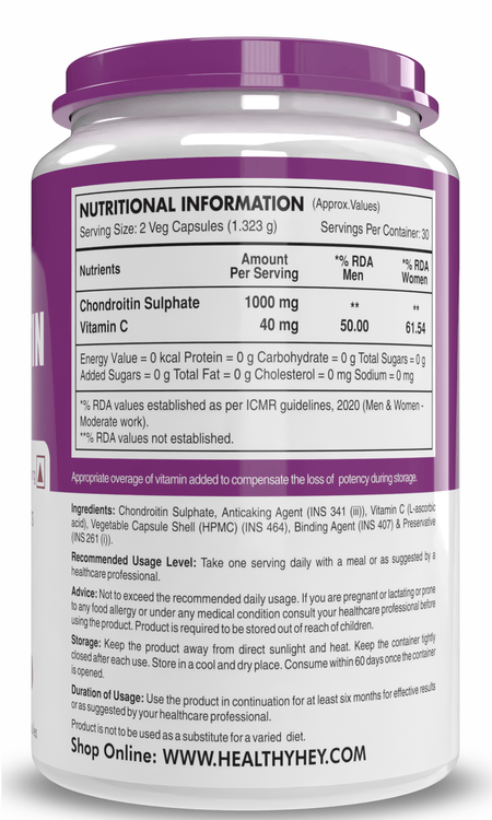 HealthyHey Nutrition Capsule Chondroitin Sulphate - Support for Joints & Connetive Tissues, 60 Capsules