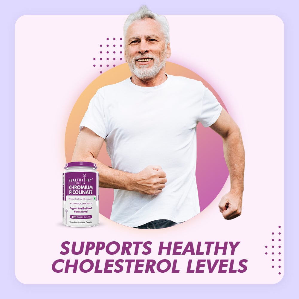 HealthyHey Nutrition Capsule Chromium Picolinate, Supports Healthy Blood -Support Glucose Metabolism (High Absorption) 120 veg Capsules, Non-GMO, Gluten Free