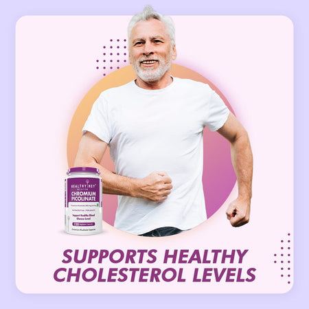 HealthyHey Nutrition Capsule Chromium Picolinate, Supports Healthy Blood -Support Glucose Metabolism (High Absorption) 120 veg Capsules, Non-GMO, Gluten Free