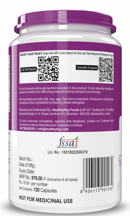 HealthyHey Nutrition Capsule Chromium Picolinate, Supports Healthy Blood -Support Glucose Metabolism (High Absorption) 120 veg Capsules, Non-GMO, Gluten Free