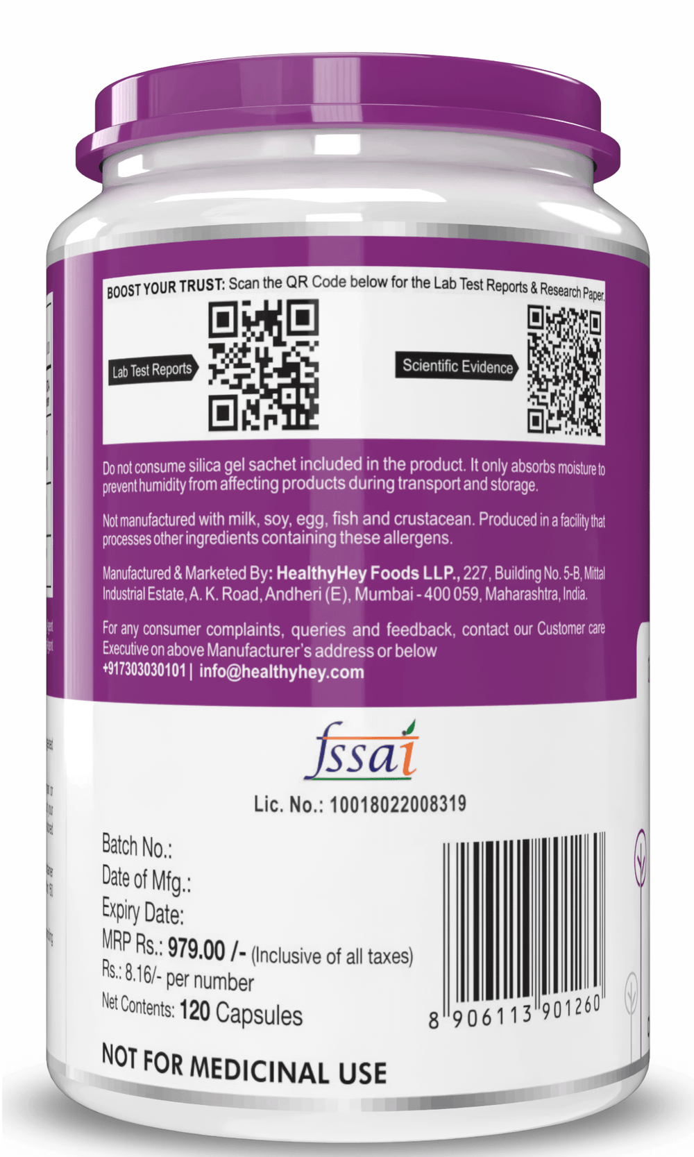 HealthyHey Chromium Picolinate, 120 vegetable capsules — product information image