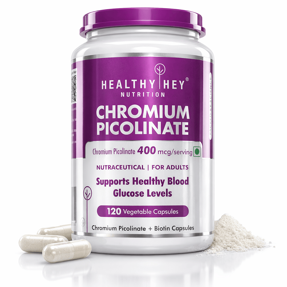 HealthyHey Nutrition Capsule Chromium Picolinate, Supports Healthy Blood -Support Glucose Metabolism (High Absorption) 120 veg Capsules, Non-GMO, Gluten Free