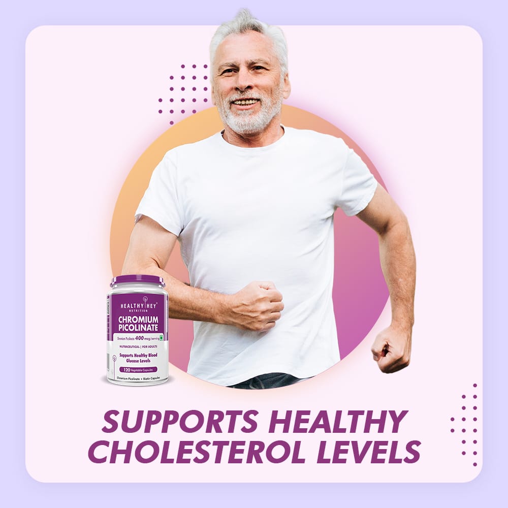 HealthyHey Nutrition Capsule Chromium Picolinate, Supports Healthy Blood -Support Glucose Metabolism (High Absorption) 120 veg Capsules, Non-GMO, Gluten Free