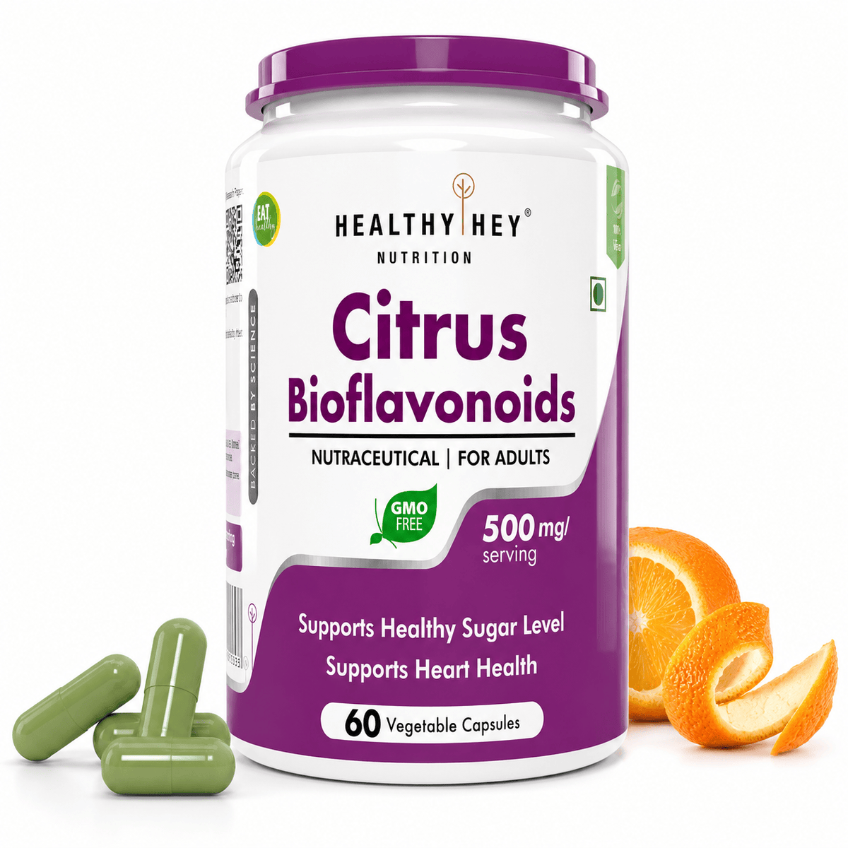 HealthyHey Nutrition Capsule Citrus Bioflavonoids -Support Blood Sugar Levels & Heart Health -  60 Vegetable Capsules