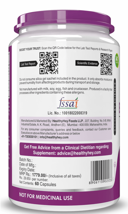HealthyHey Nutrition Capsule Citrus Bioflavonoids -Support Blood Sugar Levels & Heart Health -  60 Vegetable Capsules