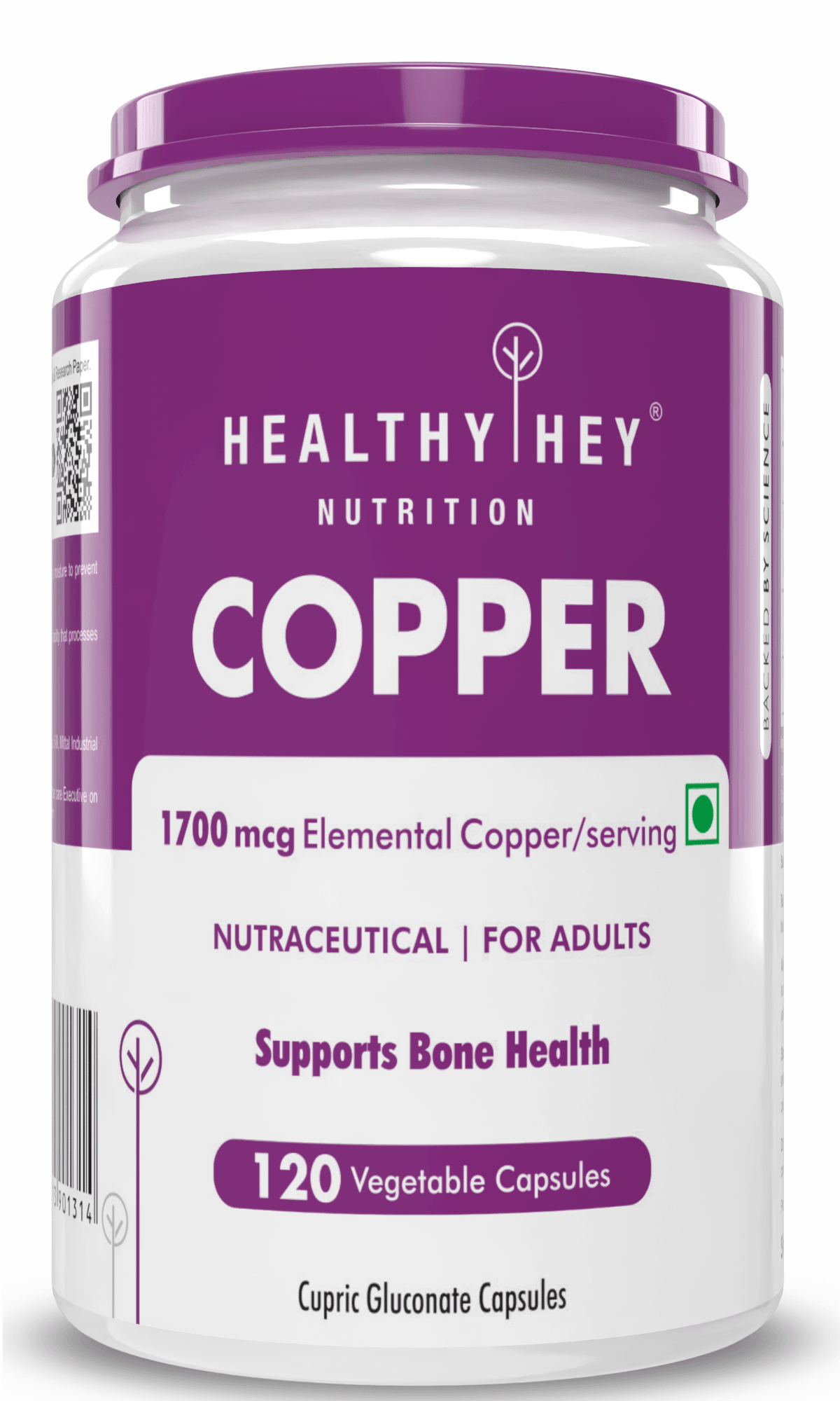 Copper Gluconate, Support Bone Health - Highly Bioavailable Form - Non-GMO, Gluten Free -120 Veg. Capsules