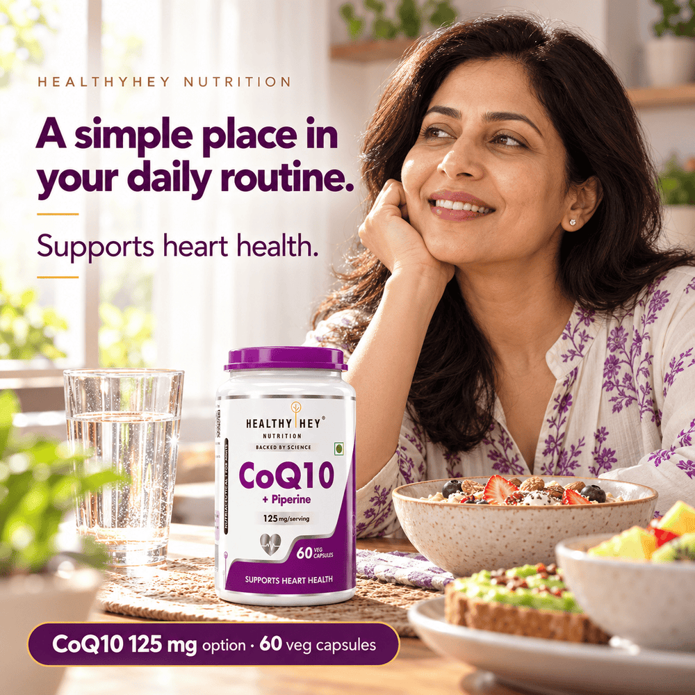 HealthyHey Nutrition Capsule CoQ10 with Black Pepper Extract - 100 mg, 120 mg or 200 mg CoQ10 - 60 Veg Capsules