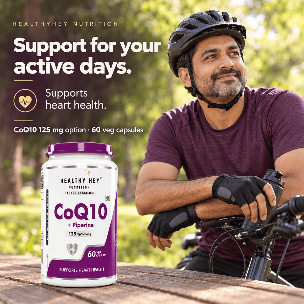 HealthyHey Nutrition Capsule CoQ10 with Black Pepper Extract - 100 mg, 120 mg or 200 mg CoQ10 - 60 Veg Capsules