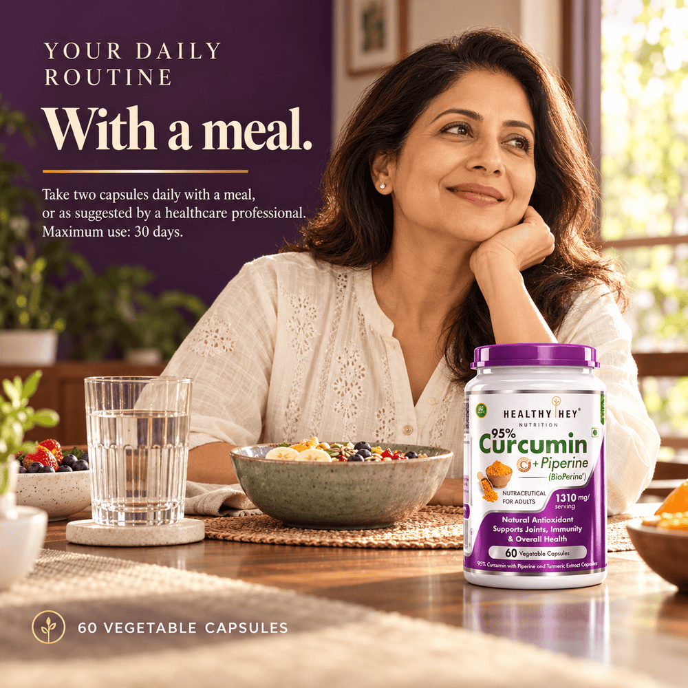 HealthyHey Nutrition Capsule Curcumin with BioPerine (Piperine) 1310 mg - Veg Capsules