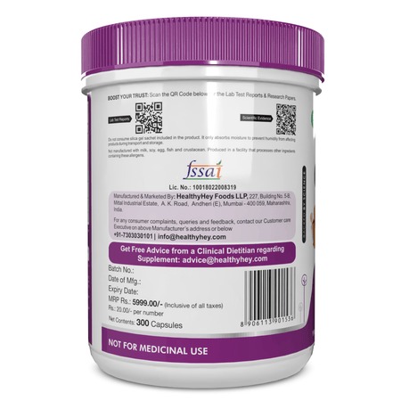 HealthyHey Nutrition Capsule Curcumin with Bioperine (Piperine) 1310mg, Natural Antioxidant help reduce inflammation & Pain (Ultra Pure) with Piperine