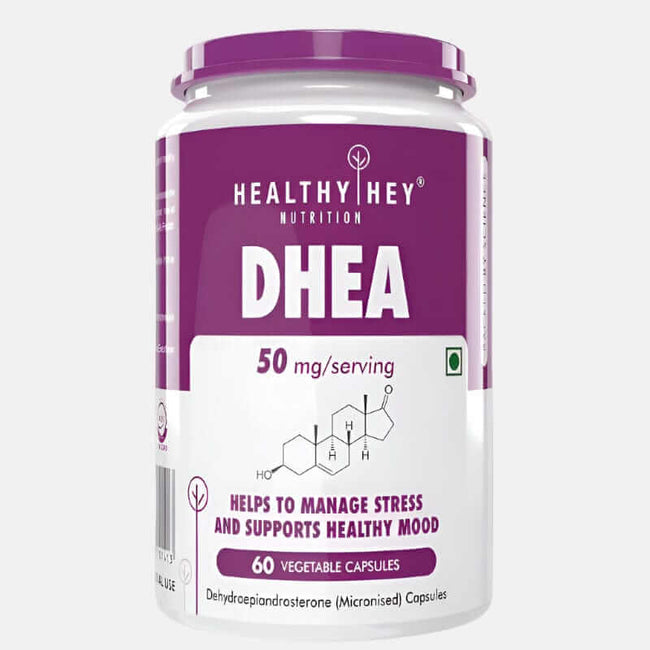 HealthyHey Nutrition Capsule DHEA, Helps to manage stress & support Healthy mood | 60 Veg. Capsules | Non-GMO, Gluten Free Supplement