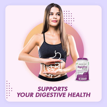 HealthyHey Nutrition Capsule Digestive Enzyme, Support Digestive Health- Multi-Enzyme Complex - 75mg