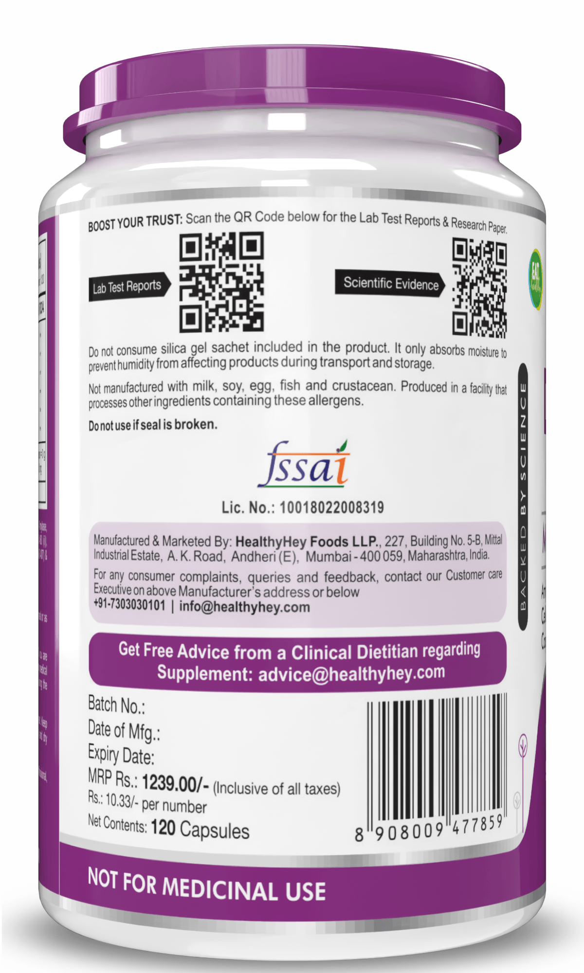HealthyHey Nutrition Capsule Digestive Enzyme, Support Digestive Health- Multi-Enzyme Complex - 75mg
