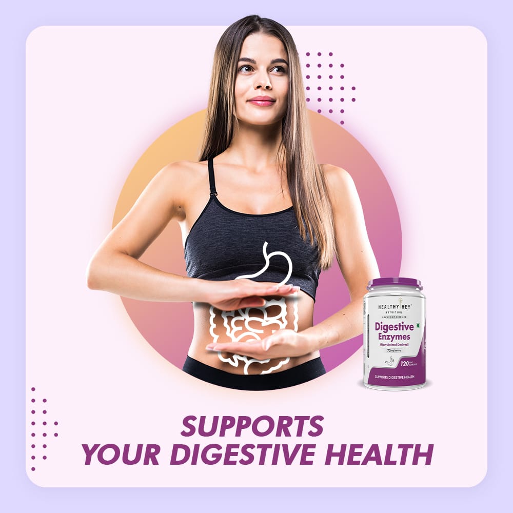 HealthyHey Nutrition Capsule Digestive Enzyme, Support Digestive Health- Multi-Enzyme Complex - 75mg