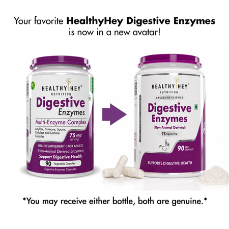 HealthyHey Nutrition Capsule Digestive Enzyme, Support Digestive Health- Multi-Enzyme Complex - 75mg
