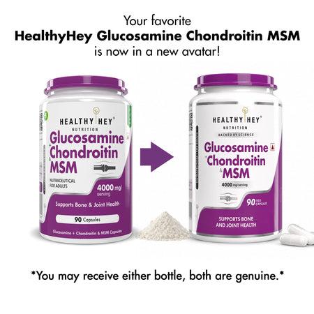 HealthyHey Nutrition Capsule Double Strength Glucosamine Chondroitin and MSM, Support Bone & joint Health for Cartilage; Joint and Bone