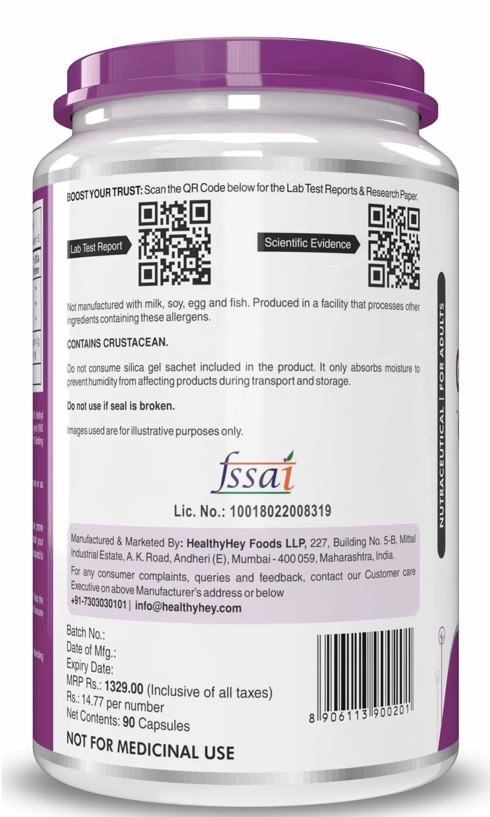 HealthyHey Nutrition Capsule Double Strength Glucosamine Chondroitin and MSM, Support Bone & joint Health for Cartilage; Joint and Bone