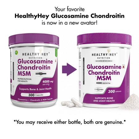 HealthyHey Nutrition Capsule Double Strength Glucosamine Chondroitin and MSM, Support Bone & joint Health for Cartilage; Joint and Bone