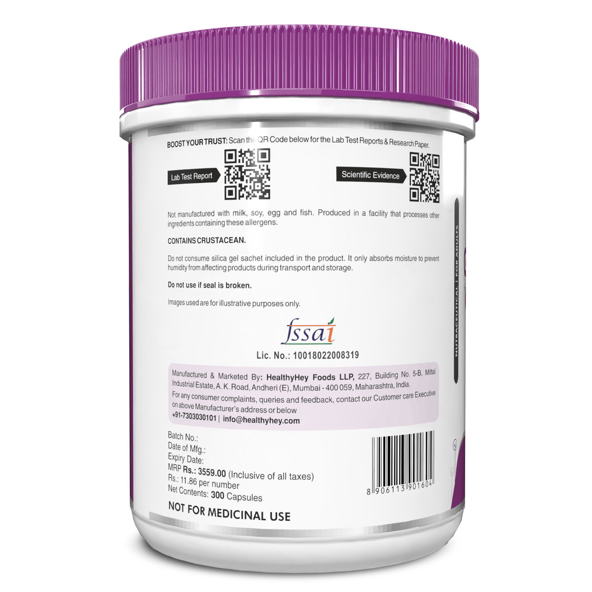 HealthyHey Nutrition Capsule Double Strength Glucosamine Chondroitin and MSM, Support Bone & joint Health for Cartilage; Joint and Bone
