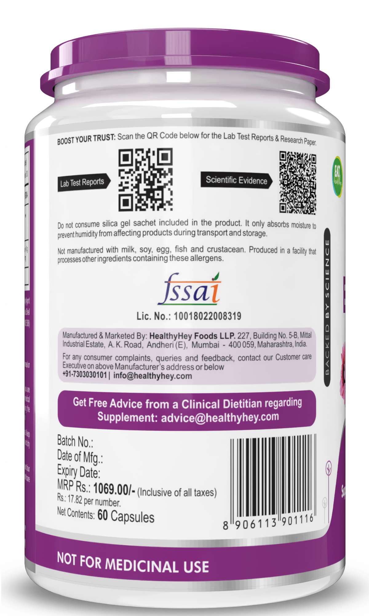 HealthyHey Nutrition Capsule Echinacea Extract, Support Immune Health 60 veg capsules