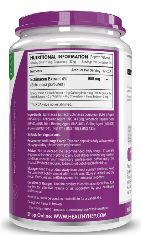 HealthyHey Nutrition Capsule Echinacea Extract, Support Immune Health 60 veg capsules