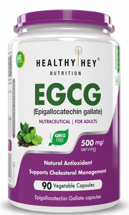 HealthyHey Nutrition Capsule EGCG from Green Tea Extract, Natural Antioxidant supports cholesterol management - EGCG -90 Veg. Capsules