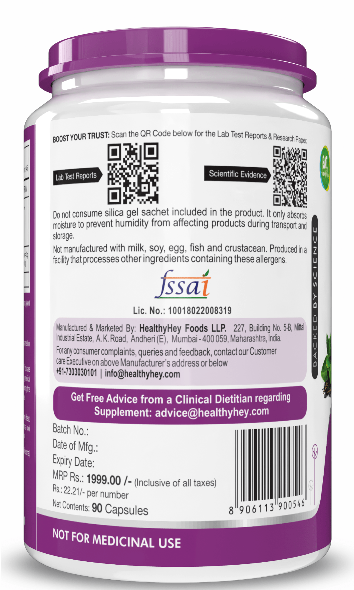 HealthyHey Nutrition Capsule EGCG from Green Tea Extract, Natural Antioxidant supports cholesterol management - EGCG -90 Veg. Capsules