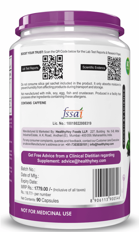 HealthyHey Nutrition Capsule EGCG from Green Tea Extract, Natural Antioxidant supports cholesterol management - EGCG -90 Veg. Capsules