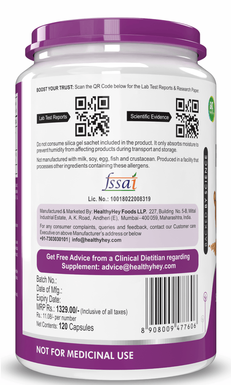 HealthyHey Nutrition Capsule Fenugreek Seed Extract, Supports Healthy Glucose levels 120 veg capsules