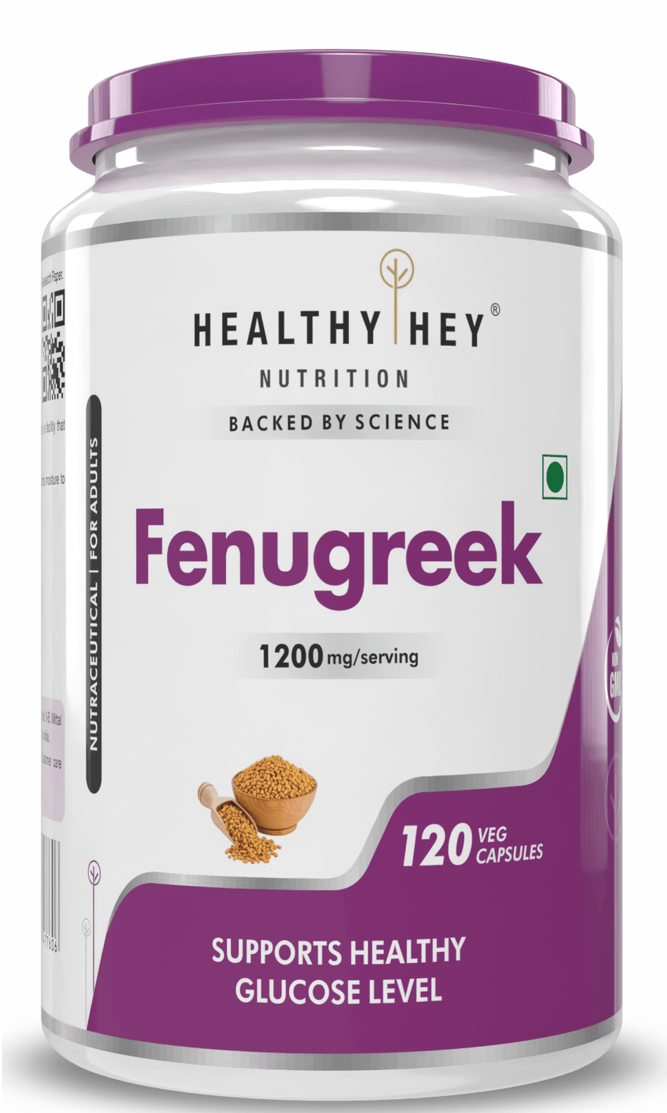 HealthyHey Nutrition Capsule Fenugreek Seed Extract, Supports Healthy Glucose levels 120 veg capsules