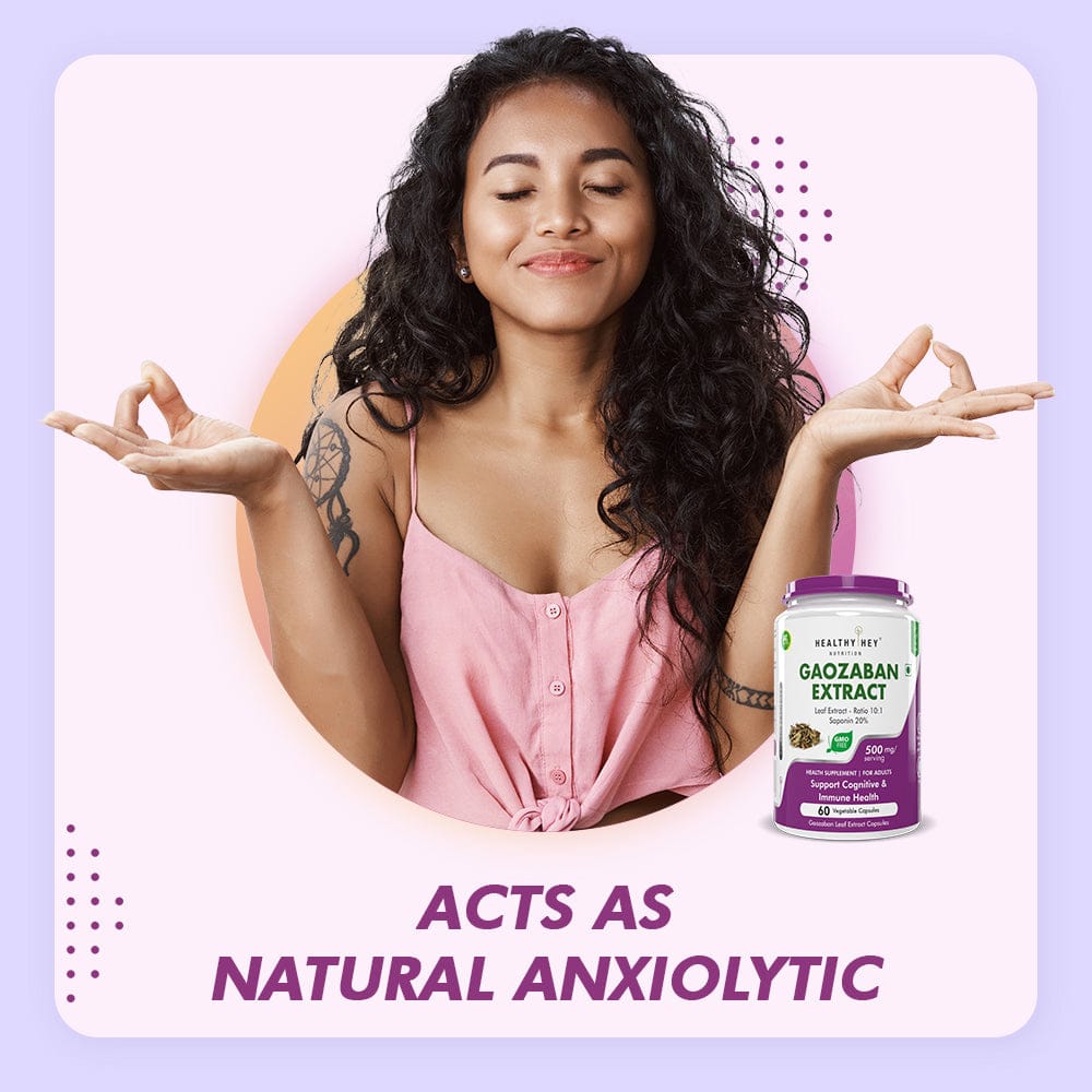 HealthyHey Nutrition Capsule Gaozaban leaf extract, Support Cognitive & Immune Health 10:1, 500mg serving, 60 veg capsules