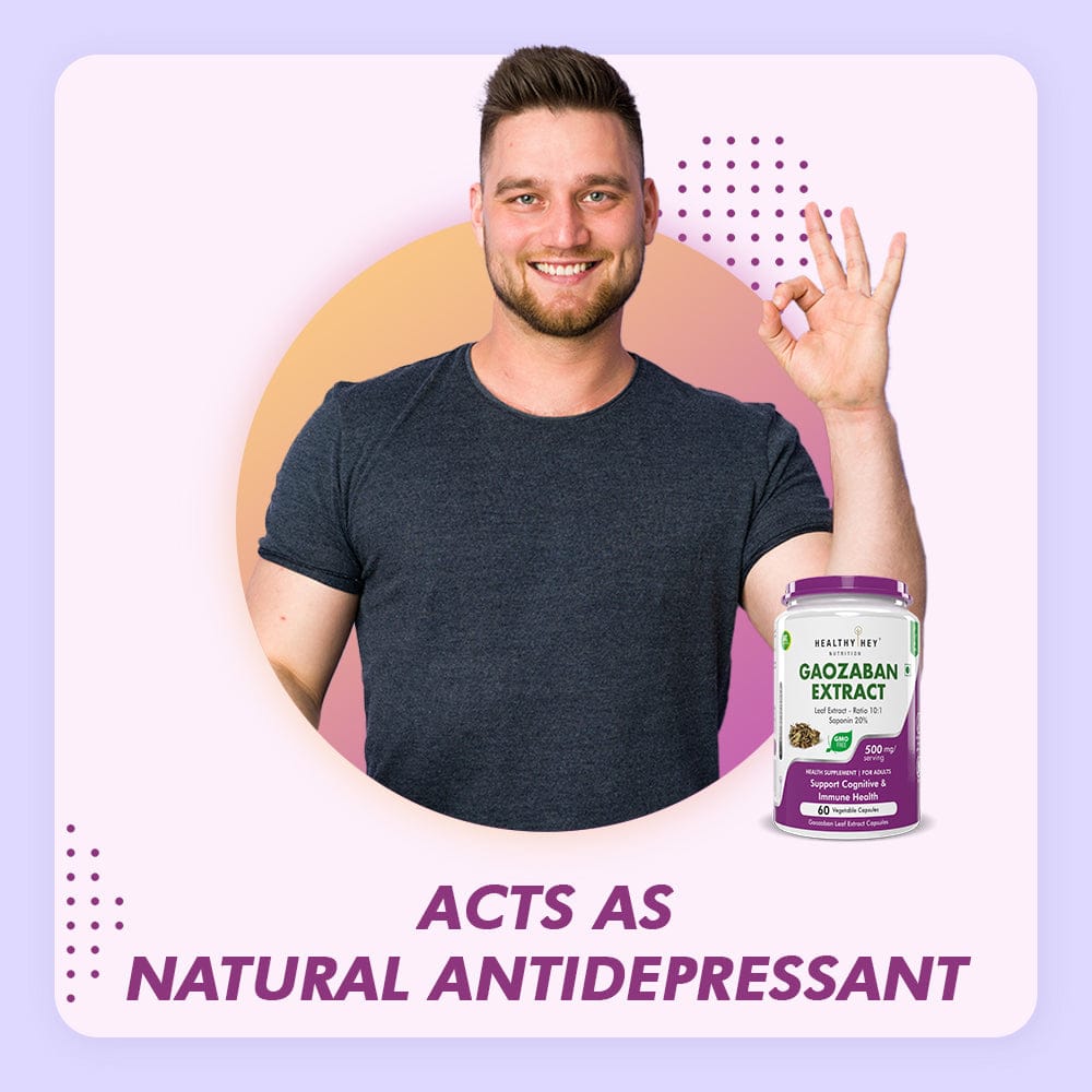 HealthyHey Nutrition Capsule Gaozaban leaf extract, Support Cognitive & Immune Health 10:1, 500mg serving, 60 veg capsules