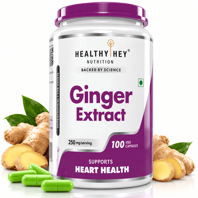 HealthyHey Nutrition Capsule Ginger Extract, Antioxidant & support Immune Health 5% Gingerols -100 Veg Capsules