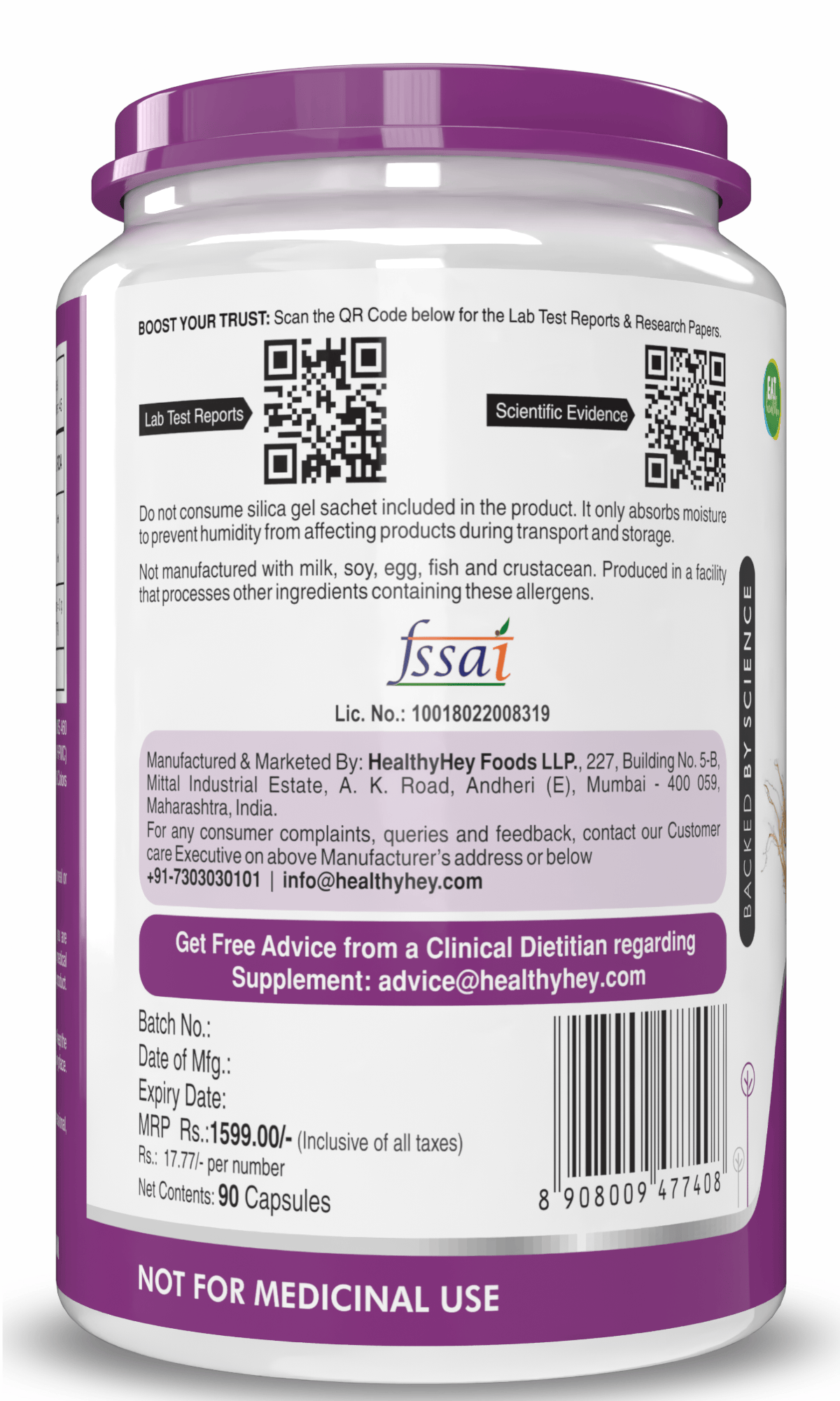 HealthyHey Nutrition Capsule Ginseng + Ginkgo Biloba, Support cognitive Health -90 Veg Capsules