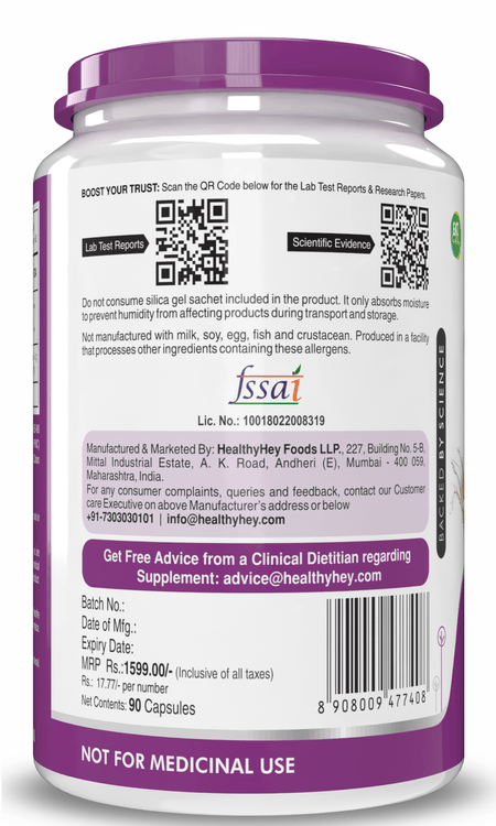 HealthyHey Nutrition Capsule Ginseng + Ginkgo Biloba, Support cognitive Health -90 Veg Capsules