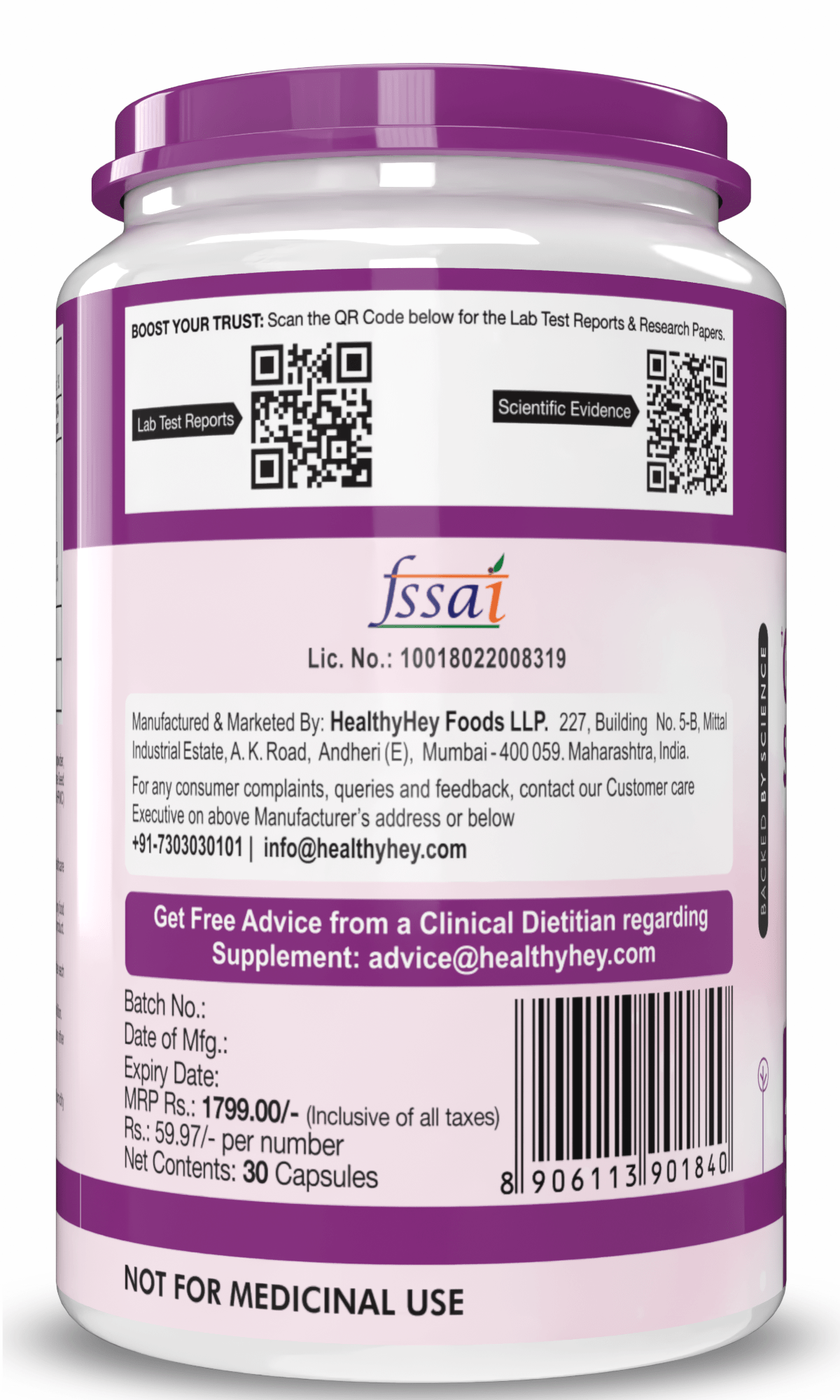 HealthyHey Nutrition Capsule Glow-n-Shine| Skin Health Formula | 30 Vegetable Capsules