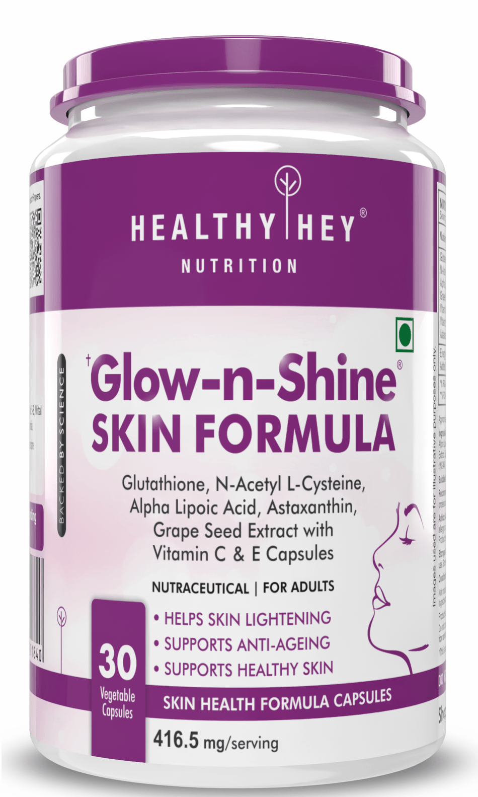 HealthyHey Nutrition Capsule Glow-n-Shine| Skin Health Formula | 30 Vegetable Capsules