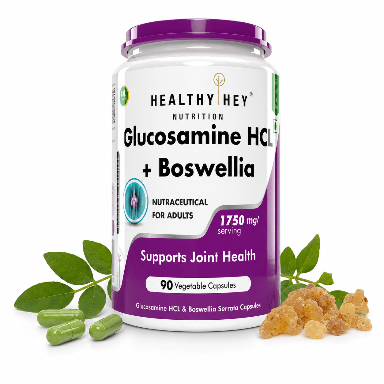 HealthyHey Nutrition Capsule Glucosamine HCL + Boswellia, Support Joint Health - 60 veg capsules