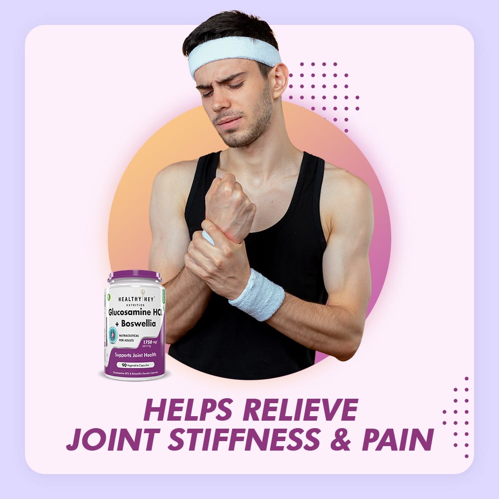 HealthyHey Nutrition Capsule Glucosamine HCL + Boswellia, Support Joint Health - 60 veg capsules