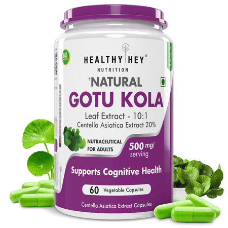 HealthyHey Nutrition Capsule Gotu Kola Extract Supplement, Adaptogen for Brain & Nervous System Support, Calming, Mental Clarity - 60 Capsules, Non GMO, Gluten Free