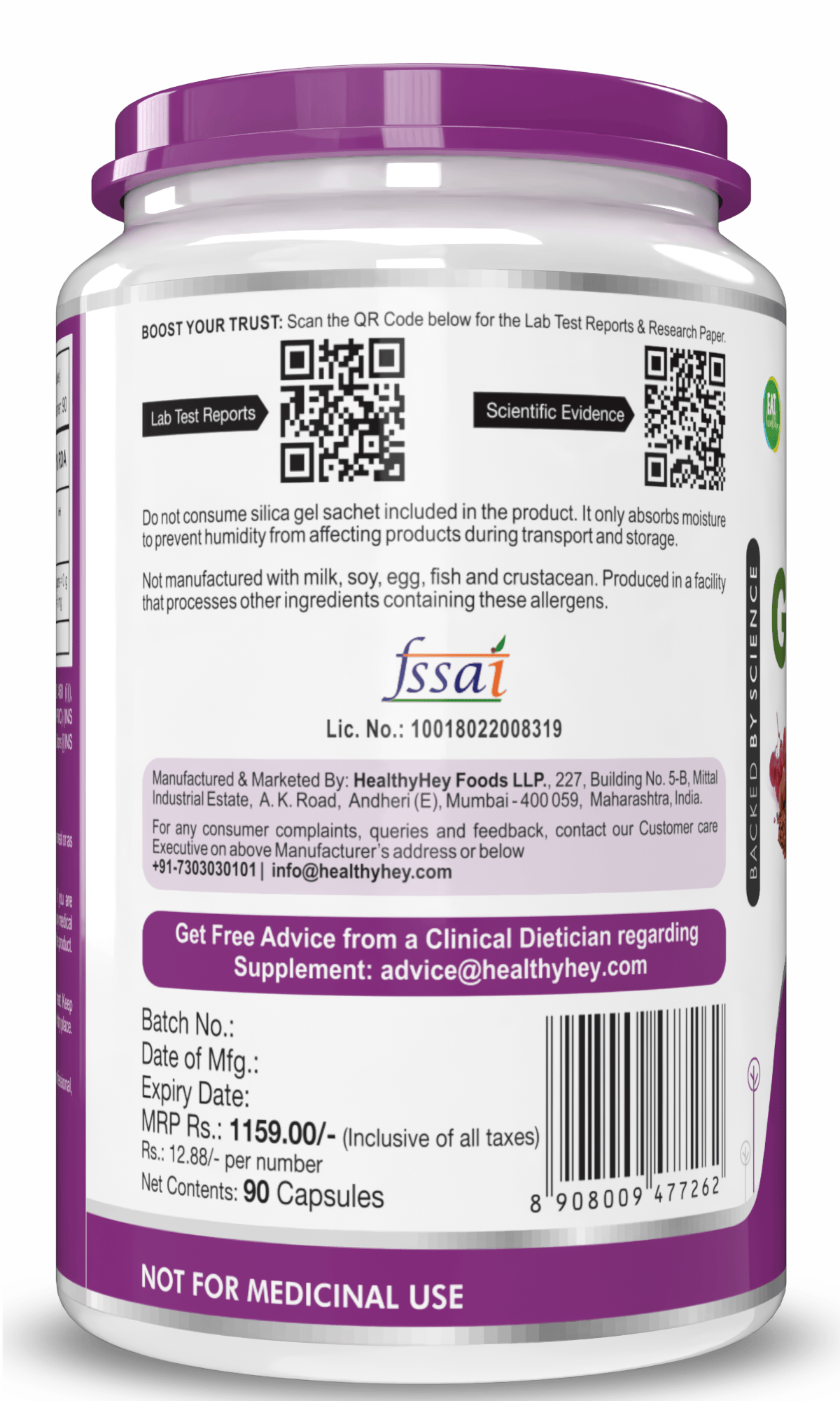 HealthyHey Nutrition Capsule Grape Seed Extract, Antioxidant support Heart Health - 90 veg capsules